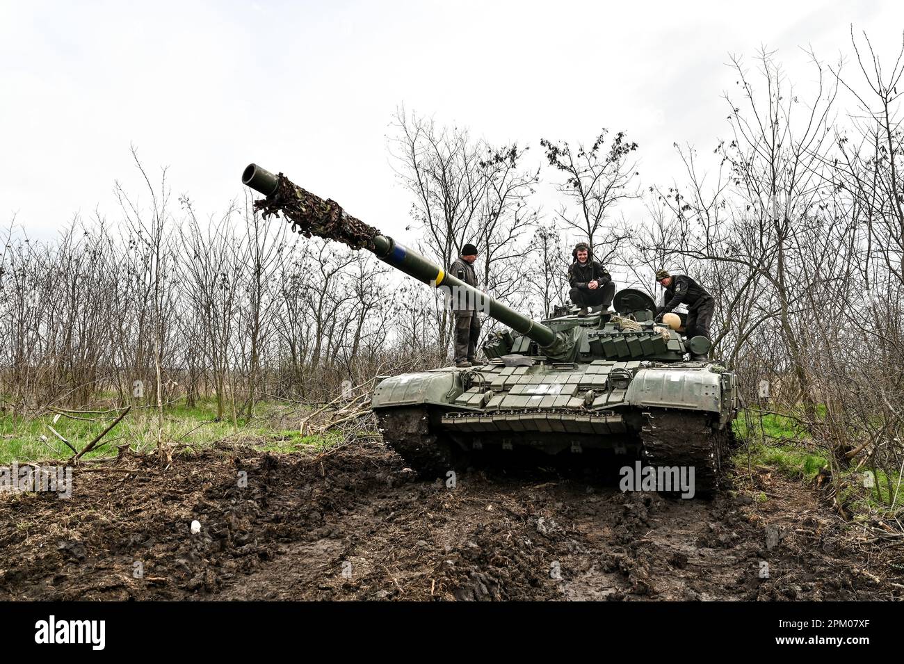 Tank Offensive Operations UKRAINE - APRIL 5, 2023 - A T-72 tank is pictured during the training ...
