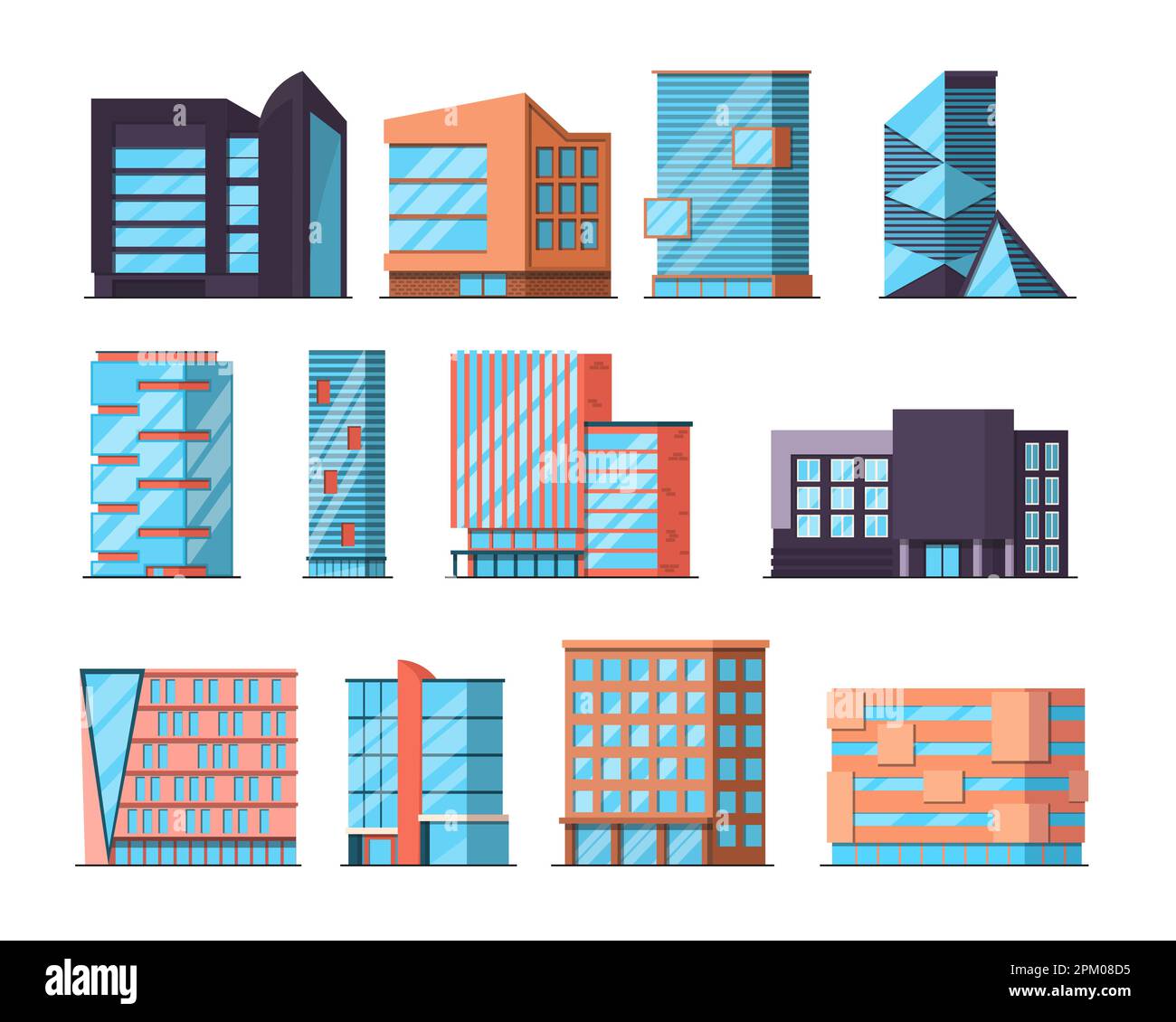 Office or apartment buildings vector illustrations set Stock Vector ...