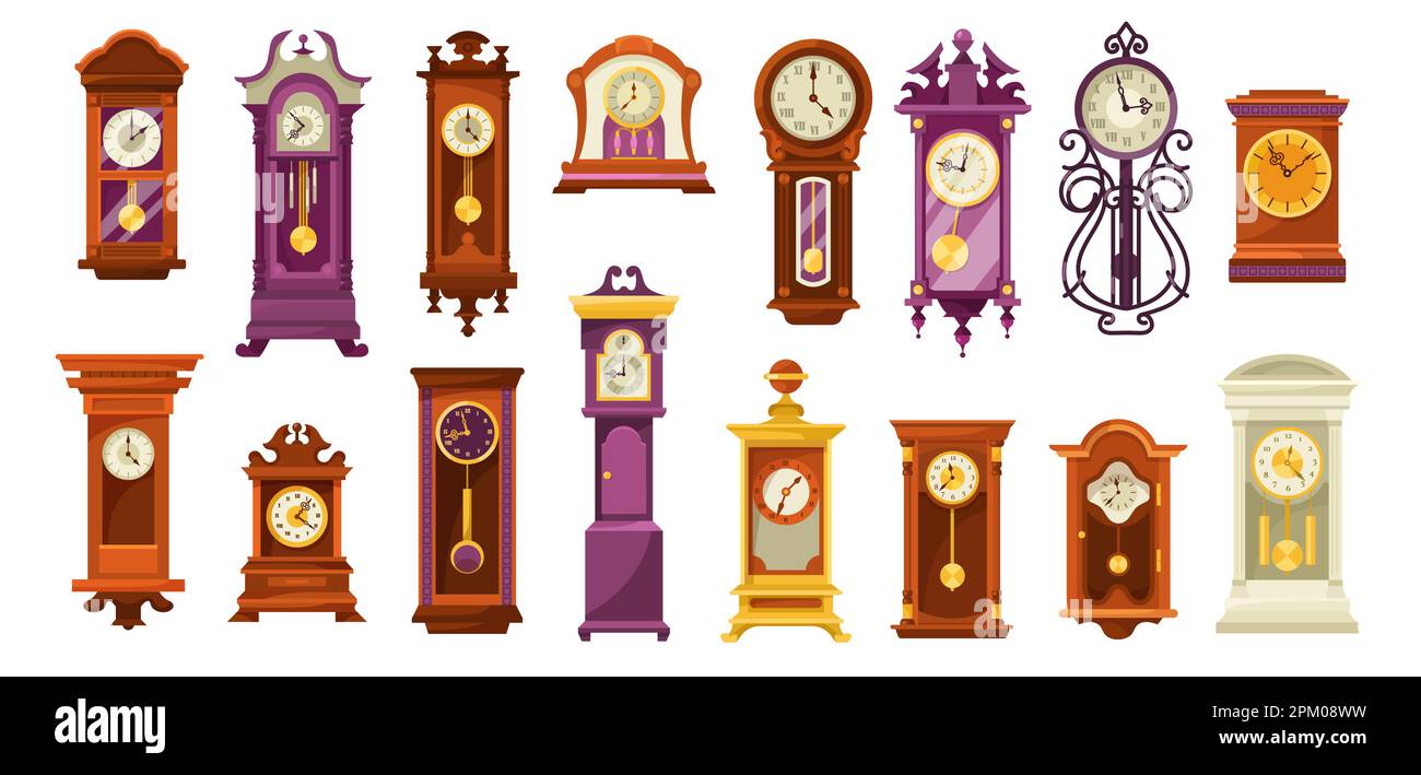 Different vintage clocks vector illustrations set Stock Vector Image ...