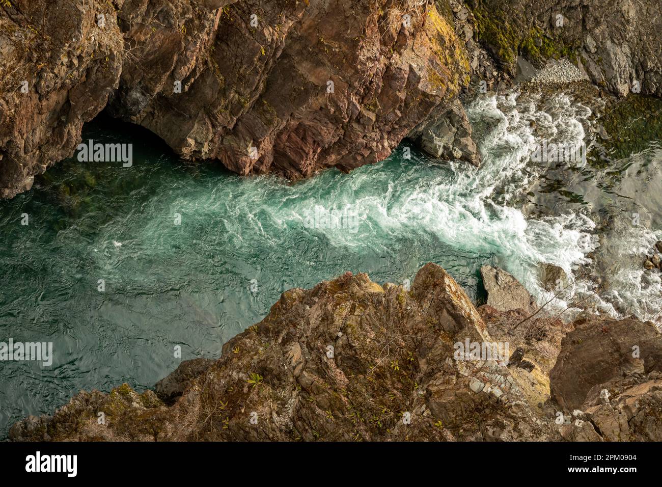 WA23314-00...WASHINGTON - The Elwha River entering Glines Canyon directly below the location of Glines Canyon Dam, removed 2014; Olympic National Park Stock Photo