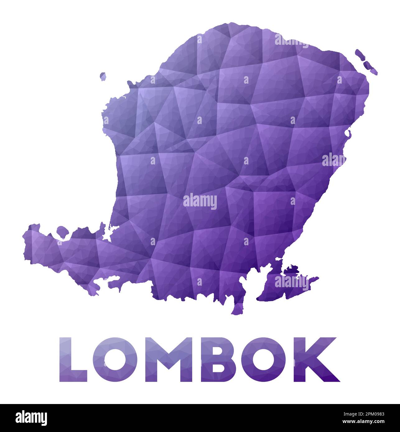 Map of Lombok. Low poly illustration of the island. Purple geometric ...