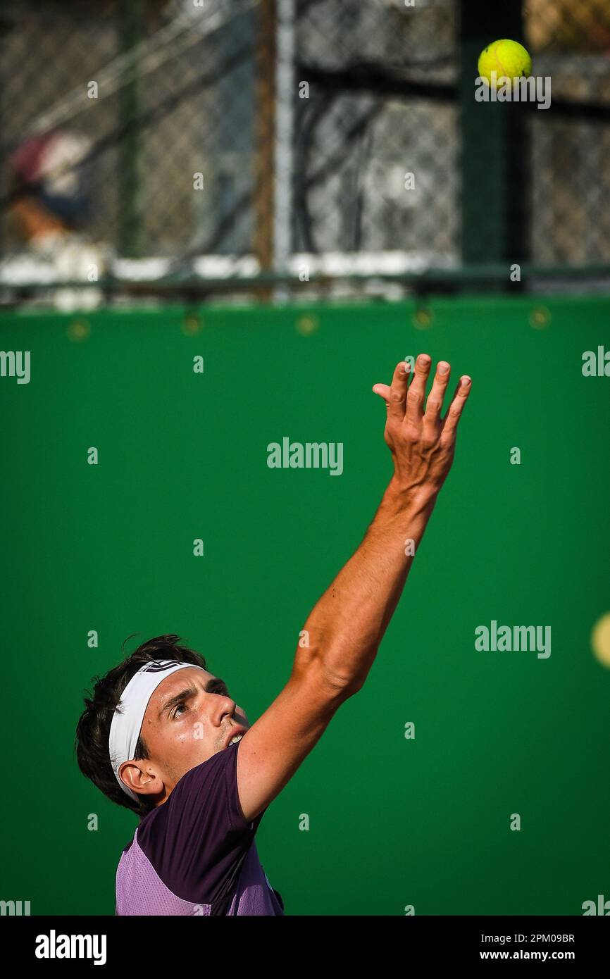 Roquebrune-Cap-Martin, France, France. 9th Apr, 2023. Marc-Andrea HUESLER of Swiss during the Day one of Rolex Monte-Carlo Masters 2023, ATP Masters 1000 tennis tournament at Monte-Carlo Country Club on April 09, 2023 in Roquebrune-Cap-Martin, France. (Credit Image: © Matthieu Mirville/ZUMA Press Wire) EDITORIAL USAGE ONLY! Not for Commercial USAGE! Stock Photo