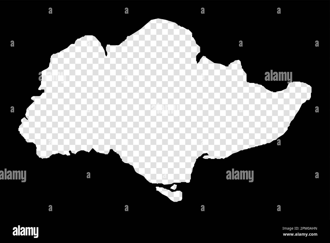 Stencil map of Sentosa. Simple and minimal transparent map of Sentosa. Black rectangle with cut shape of the island. Amazing vector illustration. Stock Vector