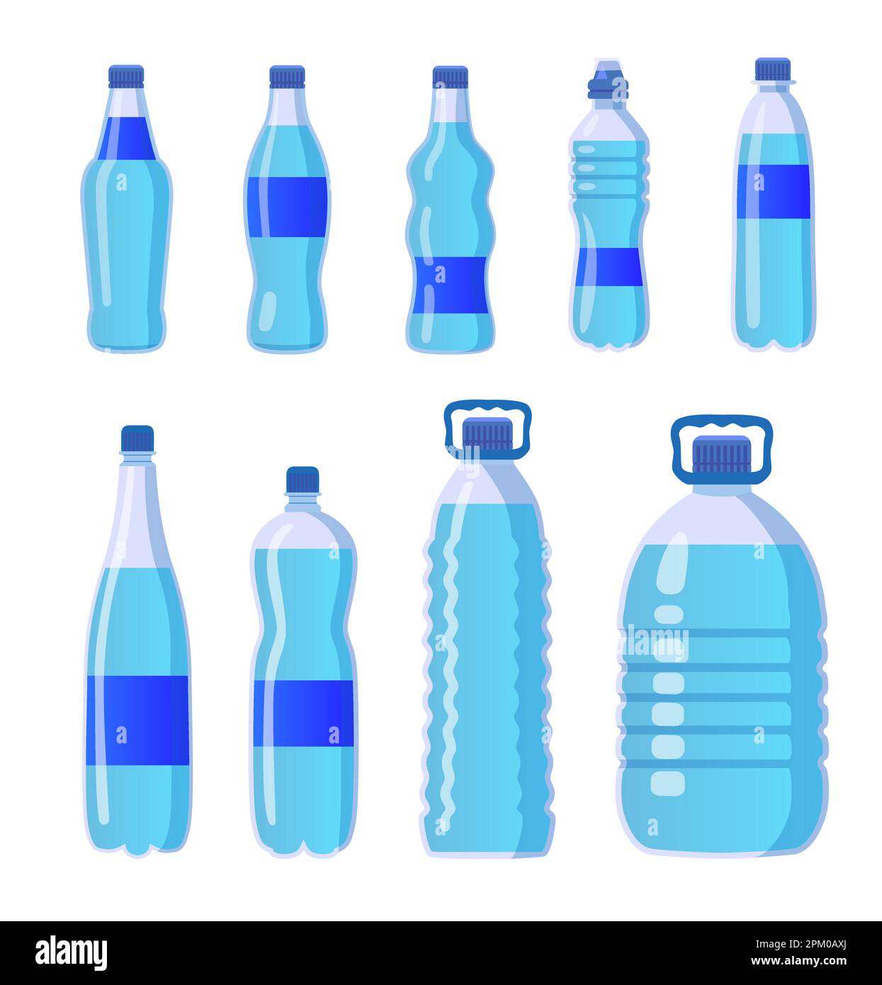 Plastic drinking water bottles set Stock Vector