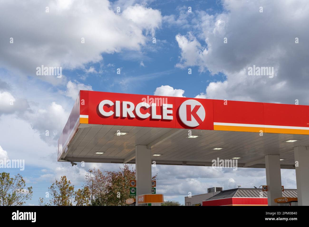 Closeup of Circle K gas station sign in Orlando, Florida, USA Stock