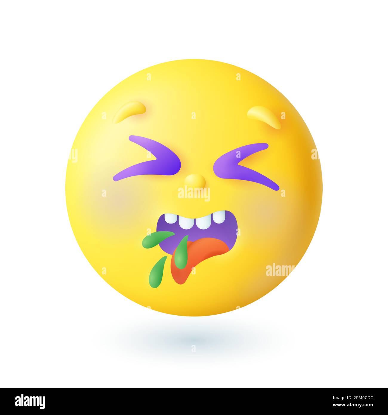 3d cartoon style sick vomiting emoticon icon Stock Vector Image & Art