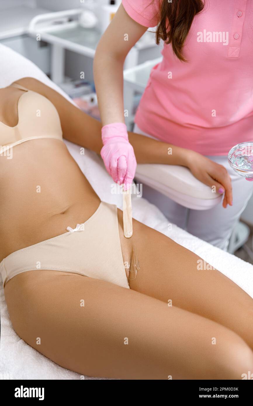 Bikini waxing,Intimate waxing, Hair removal, bikini area. laser epilation  on bikini. Rejuvenation Treatments in Cosmetic Beauty Clinics Stock Photo -  Alamy