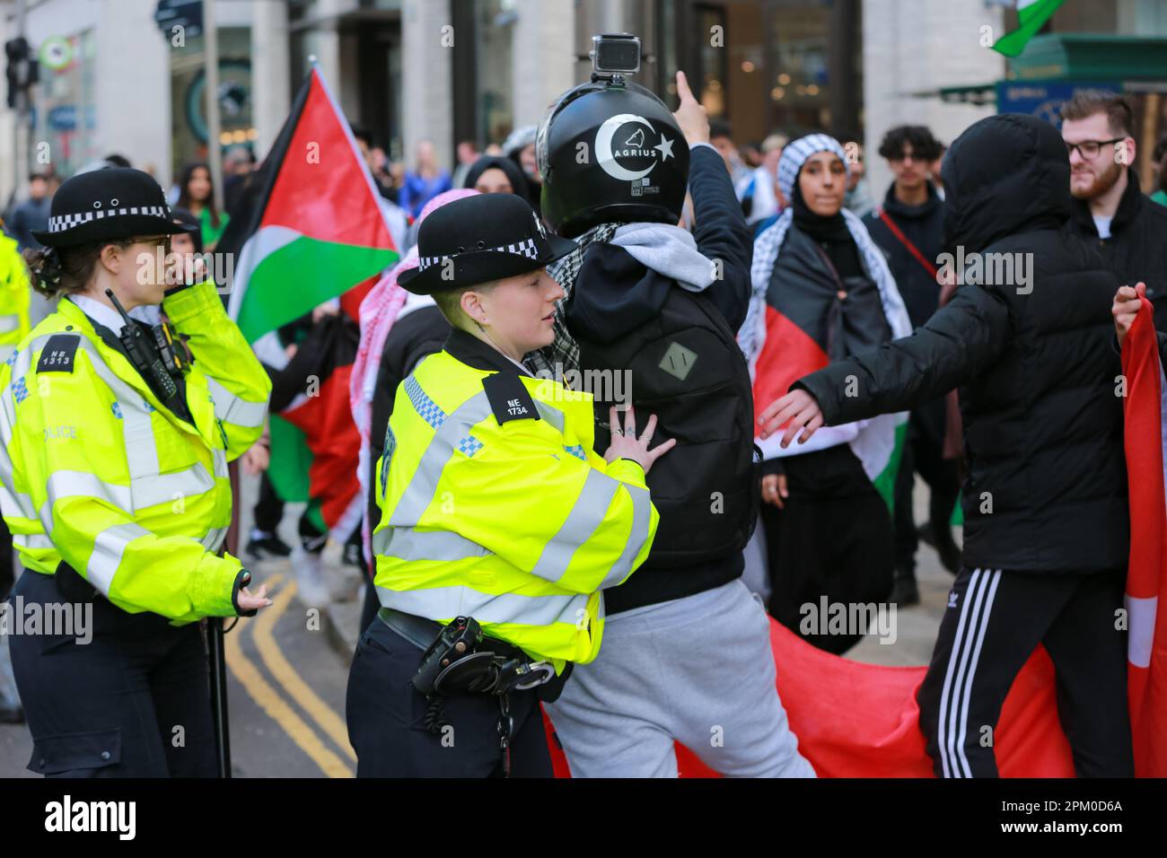London, UK. 08 Apr 2023. Palestinian Protest - Hands off AL-AQSA at the Israeli Embassy in London. © Waldemar Sikora Stock Photo