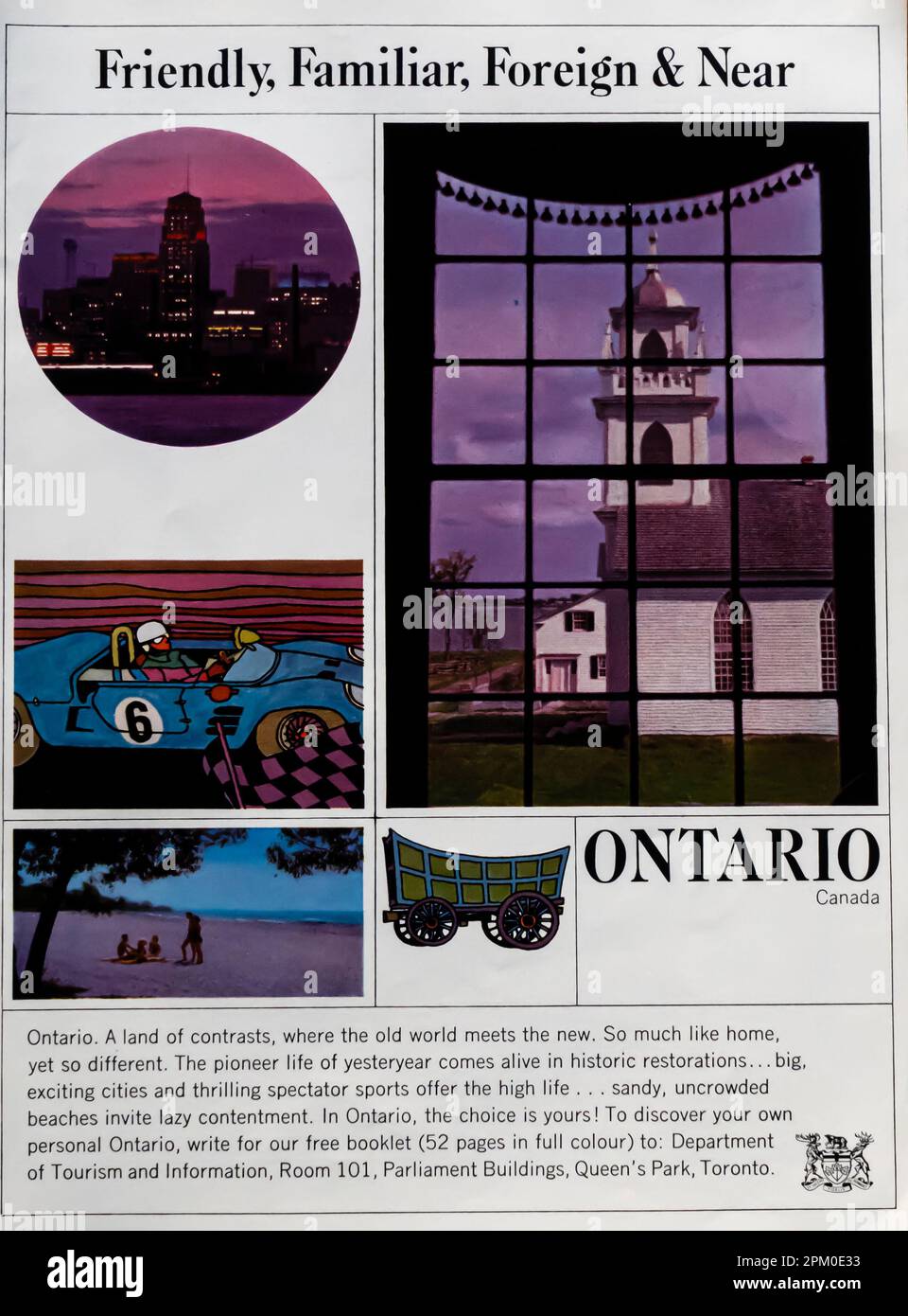 Ontario Canada travel advert in a Natgeo magazine 1965 Stock Photo