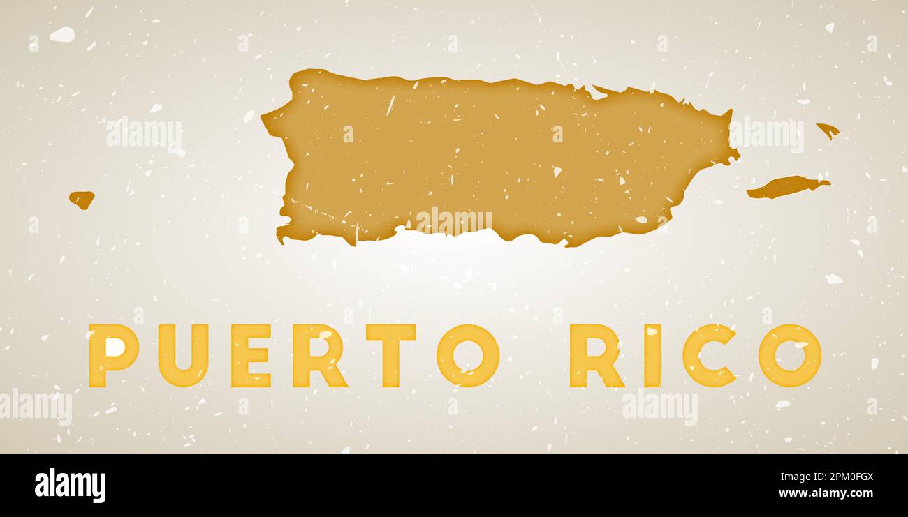 Puerto Rico map. Country poster with colored regions. Old grunge texture. Vector illustration of Puerto Rico with country name. Stock Vector