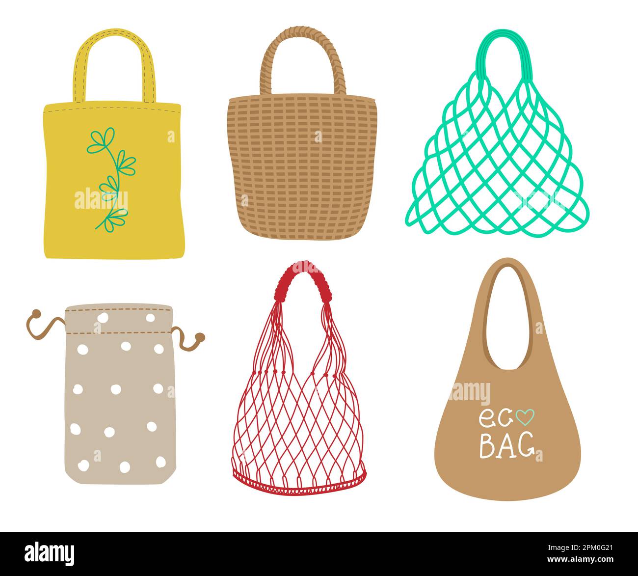 Different types of eco bags vector illustrations set Stock Vector Image