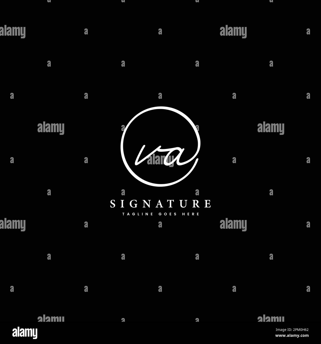 V, A, VA Initial letter handwritten and signature vector logo. Business template in round shape line art Stock Vector
