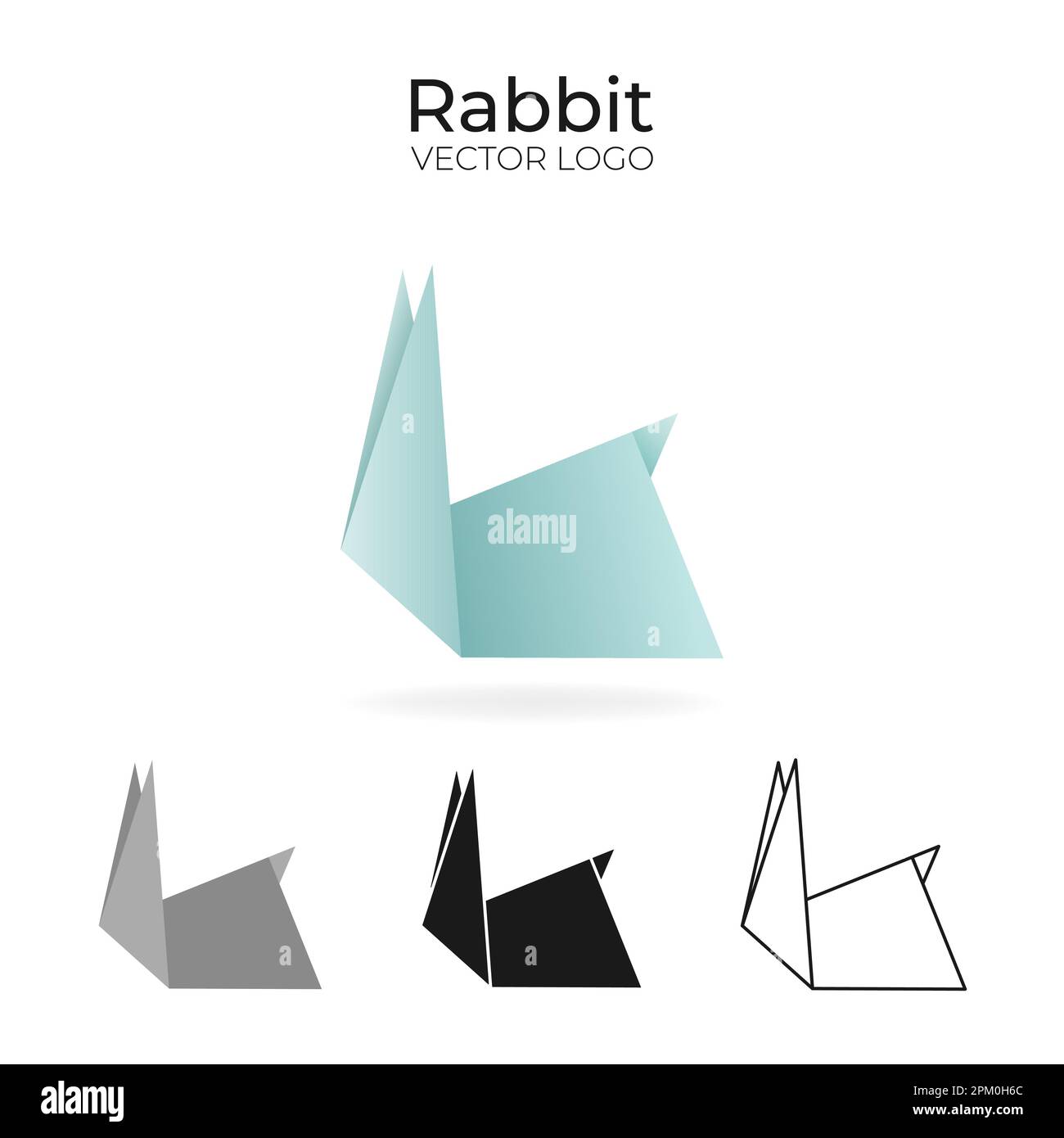Origami vector logo and icon with rabbit.  Stock Vector