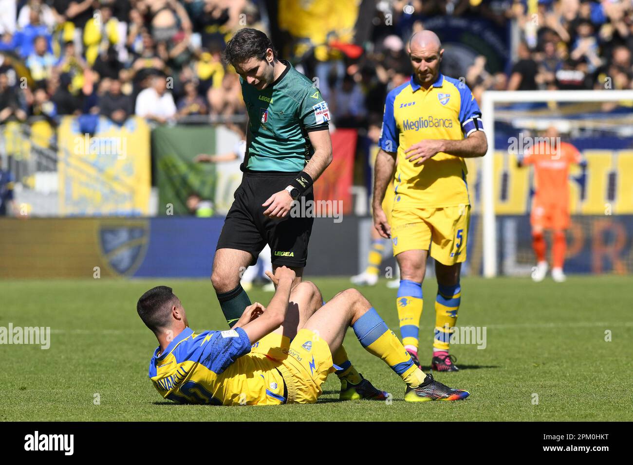 Frosinone, Italy. 10th Apr, 2023. Luca Ravanelli (Frosinone Calcio) and