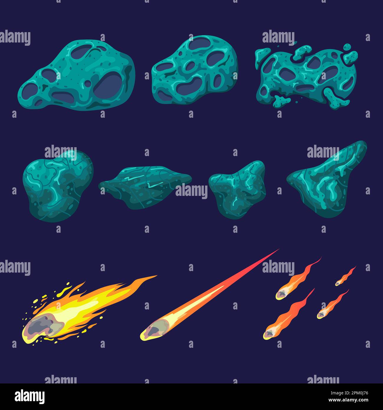 Falling asteroids and meteorites set Stock Vector Image & Art Alamy
