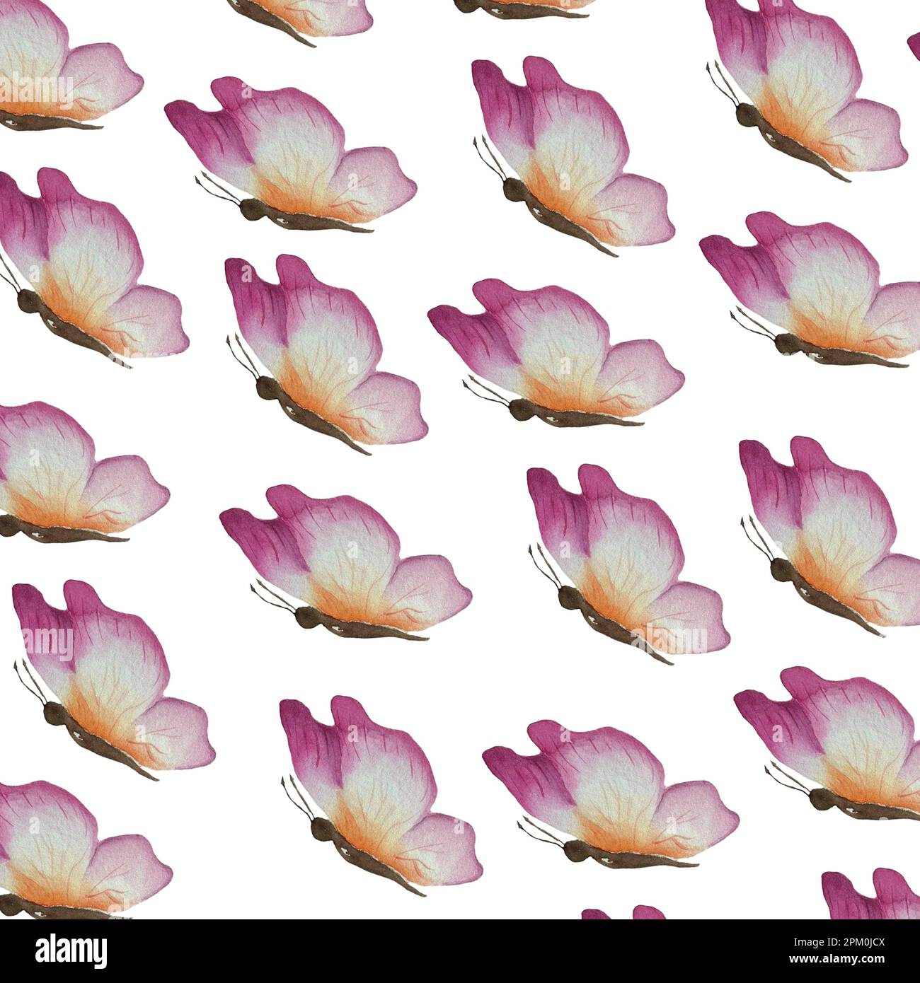 Seamless pattern of watercolor hand drawn butterflies Stock Photo - Alamy