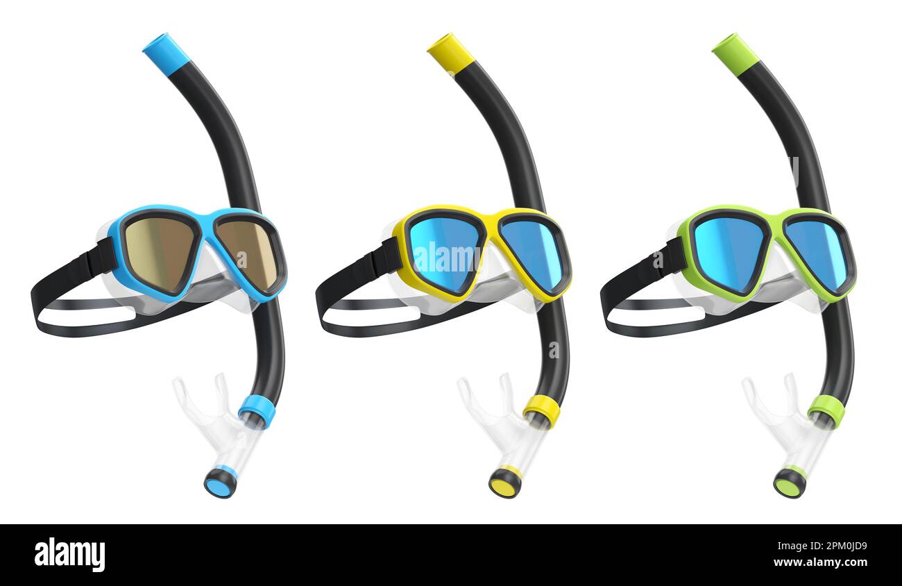 Set of diving mask and snorkel for summer holidays and snorkeling on ...