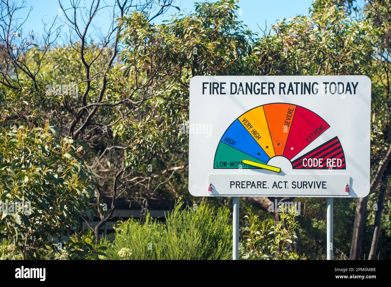Warning sign in rural Victoria, Australia showing Fire danger rating