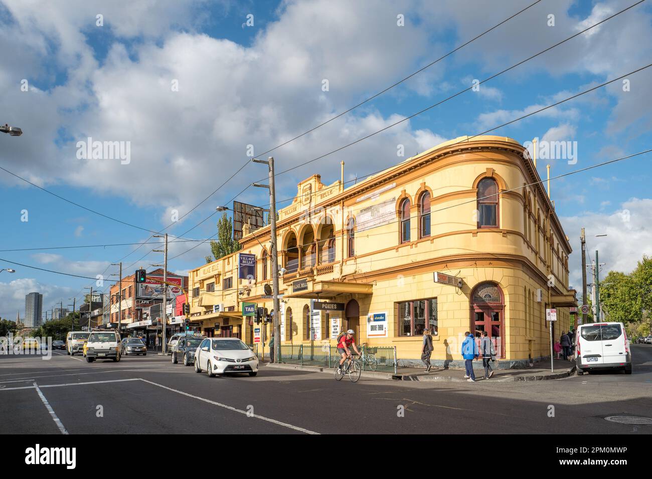 Historic Village Belle Hotel on Barkly Street in St Kilda, Melbourne, Australia Stock Photo