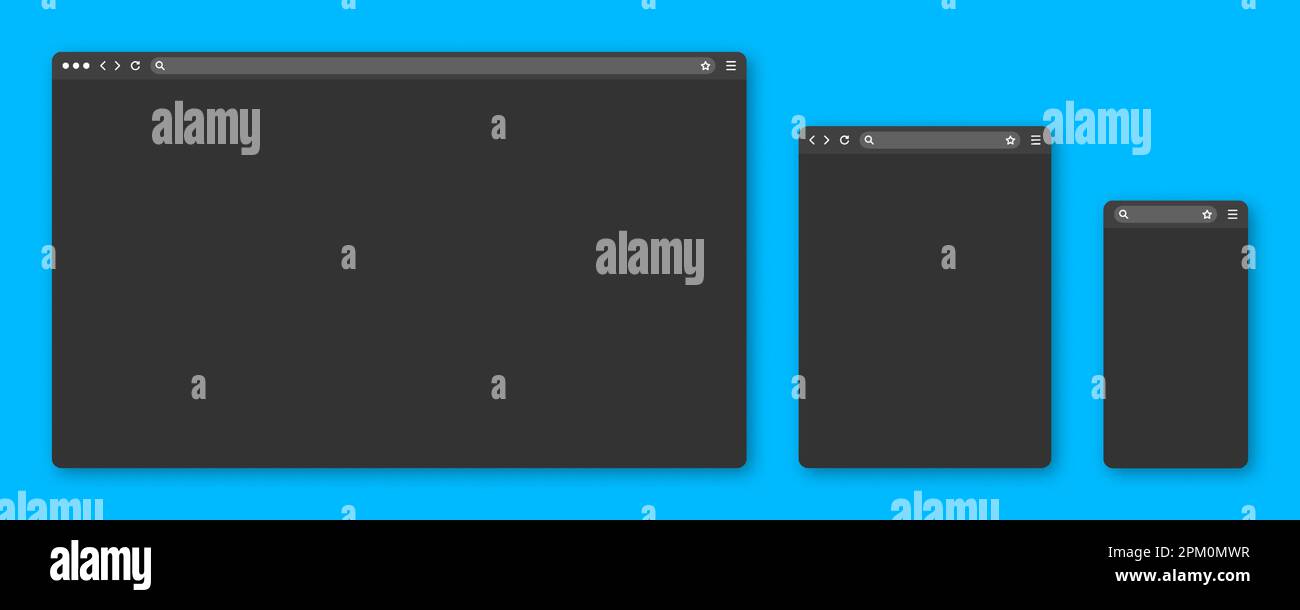 Blank web browser window with toolbar and search field. Modern website ...