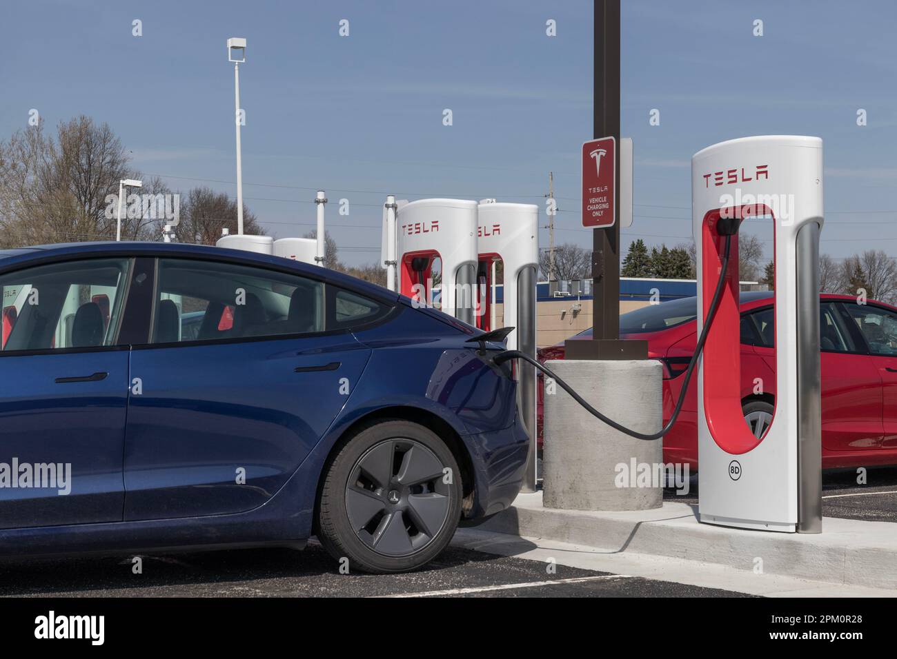 Lafayette Circa April 2023 Tesla EV electric vehicle charging. Tesla