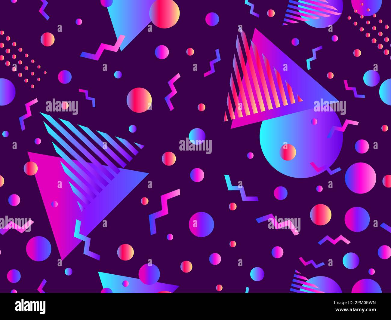 Memphis seamless pattern with geometric gradient shapes. Colorful ...