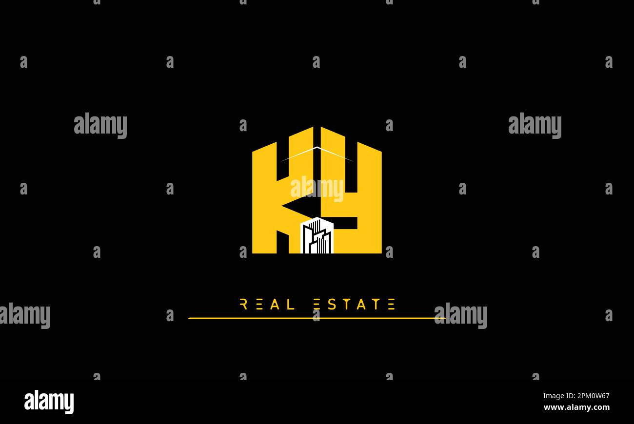 Real Estate letters Initials Monogram logo KY , YK Stock Vector