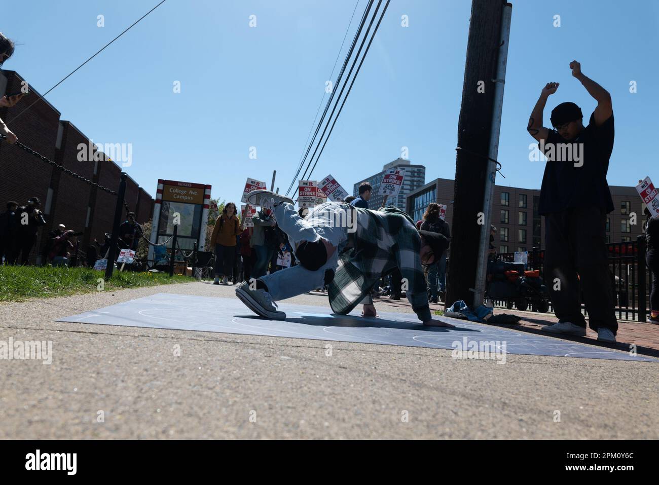 April 10, 2023 A Rutgers student of the RU Breakers break dance club