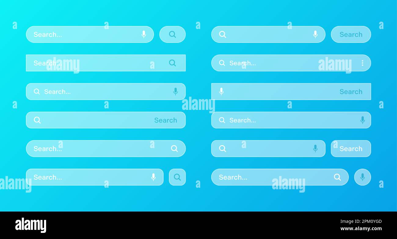 Various transparent search bar templates. Internet browser engine with ...
