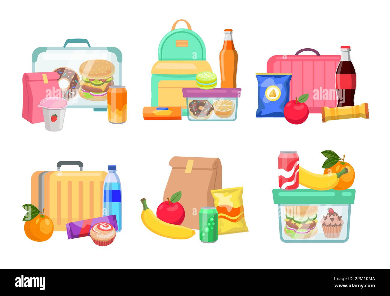 Lunch boxes cartoon illustration set Stock Vector Image & Art Alamy