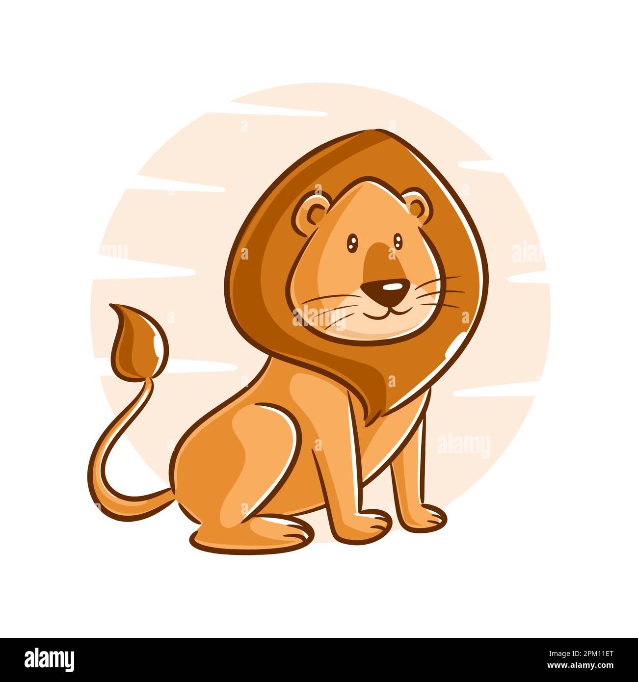 Cute baby lion outline drawing Stock Vector