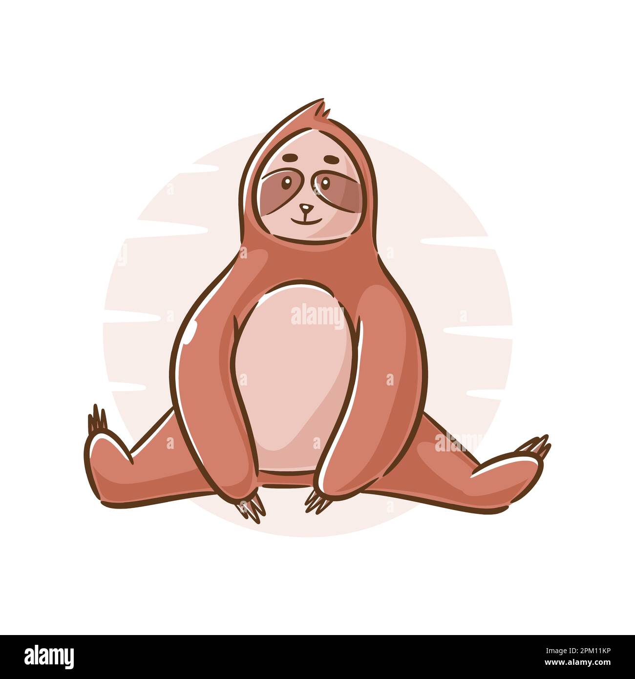 Cute baby sloth outline drawing Stock Vector