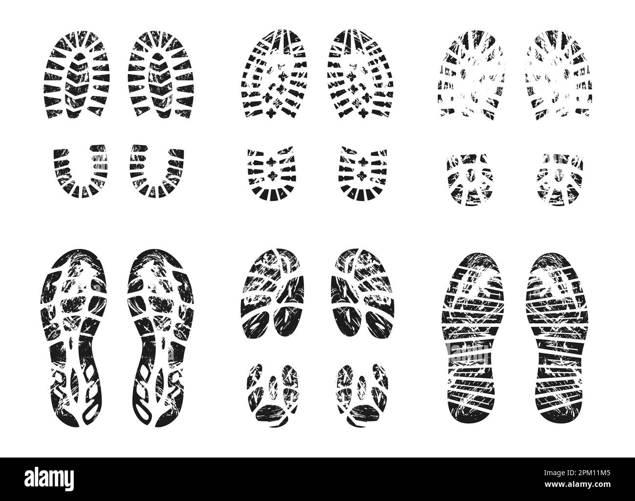 Grunge silhouette of footprint vector illustrations set Stock Vector ...
