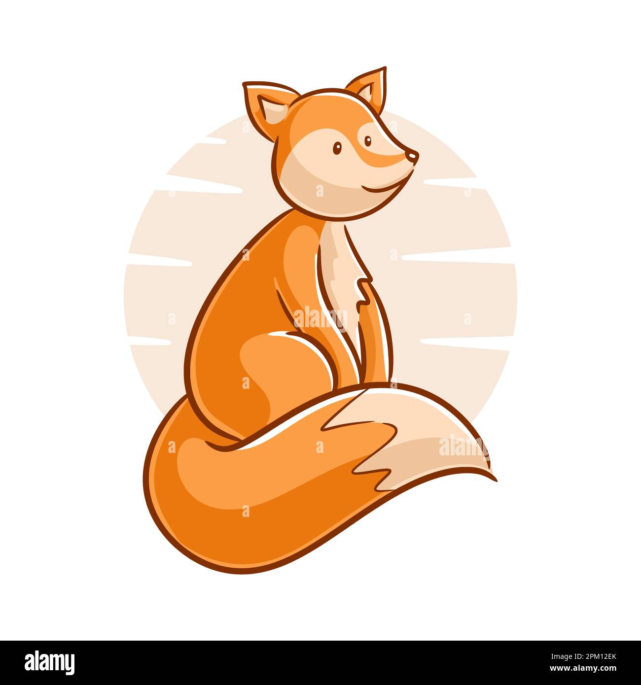 Cute fox cartoon vector illustration on a white background Stock Vector
