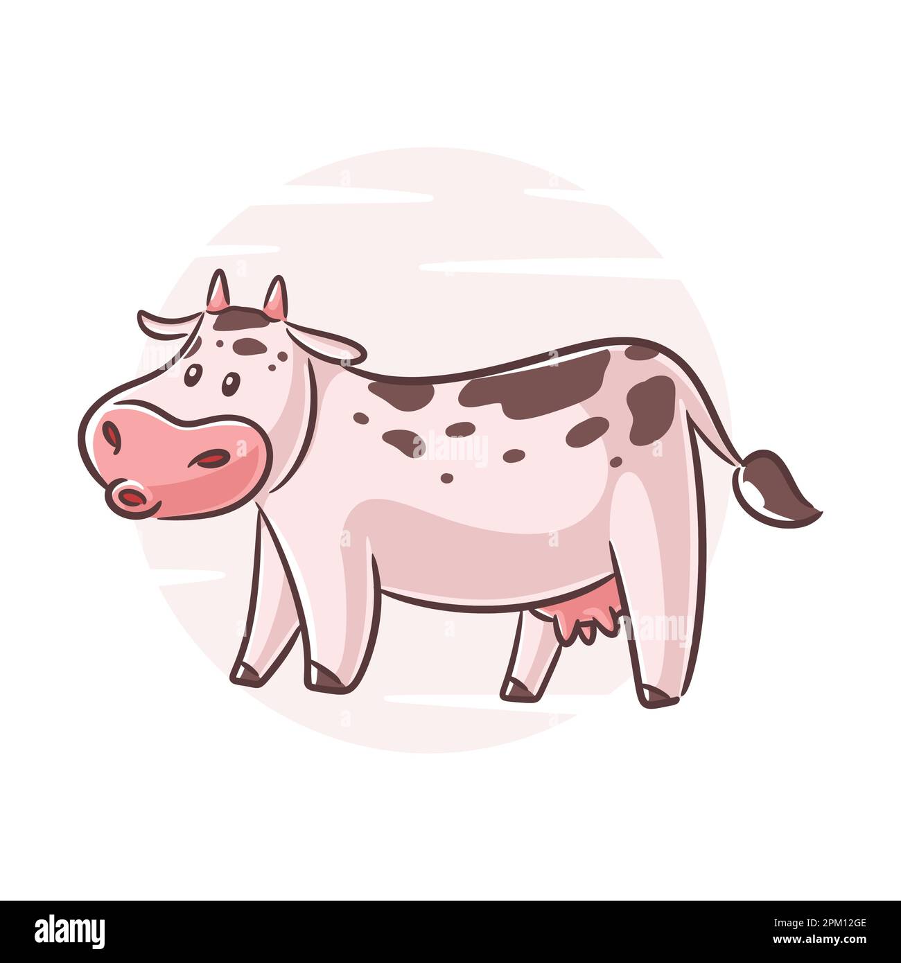 Cute cow cartoon vector illustration on a white background Stock Vector ...