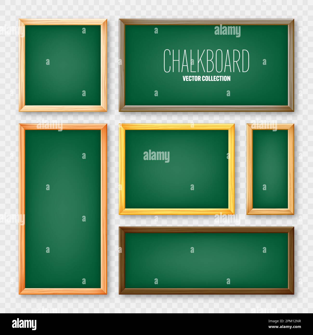 Realistic various chalkboards in a wooden frame. Green restaurant menu  board. School blackboard, writing surface for text or drawing. Blank Stock  Vector Image & Art - Alamy