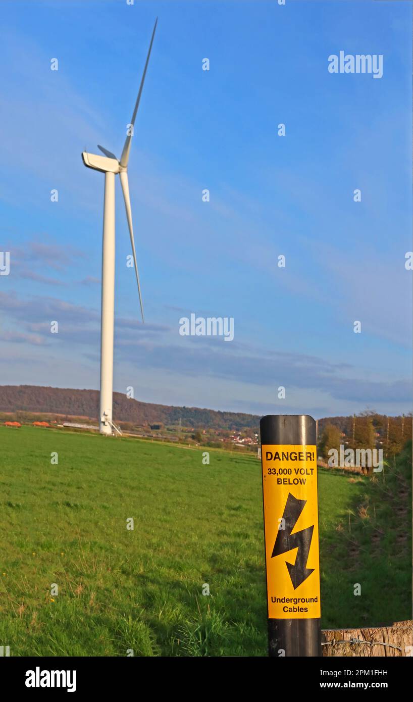 33kv underground cables, Peel Energy Frodsham Wind Farm, installed capacity 50MW, Lordship Lane, Frodsham, Cheshire, England, UK, WA6 7SN Stock Photo