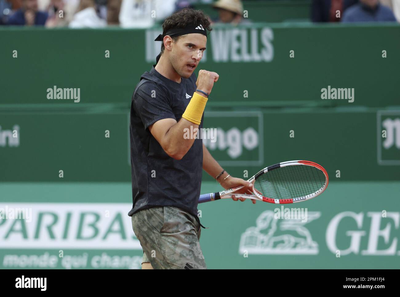Dominic Thiem of Austria celebrates his first round victory against RIchard Gasquet of France during the Rolex Monte-Carlo Masters 2023, an ATP Masters 1000 tennis event on April 10, 2023 at Monte-Carlo