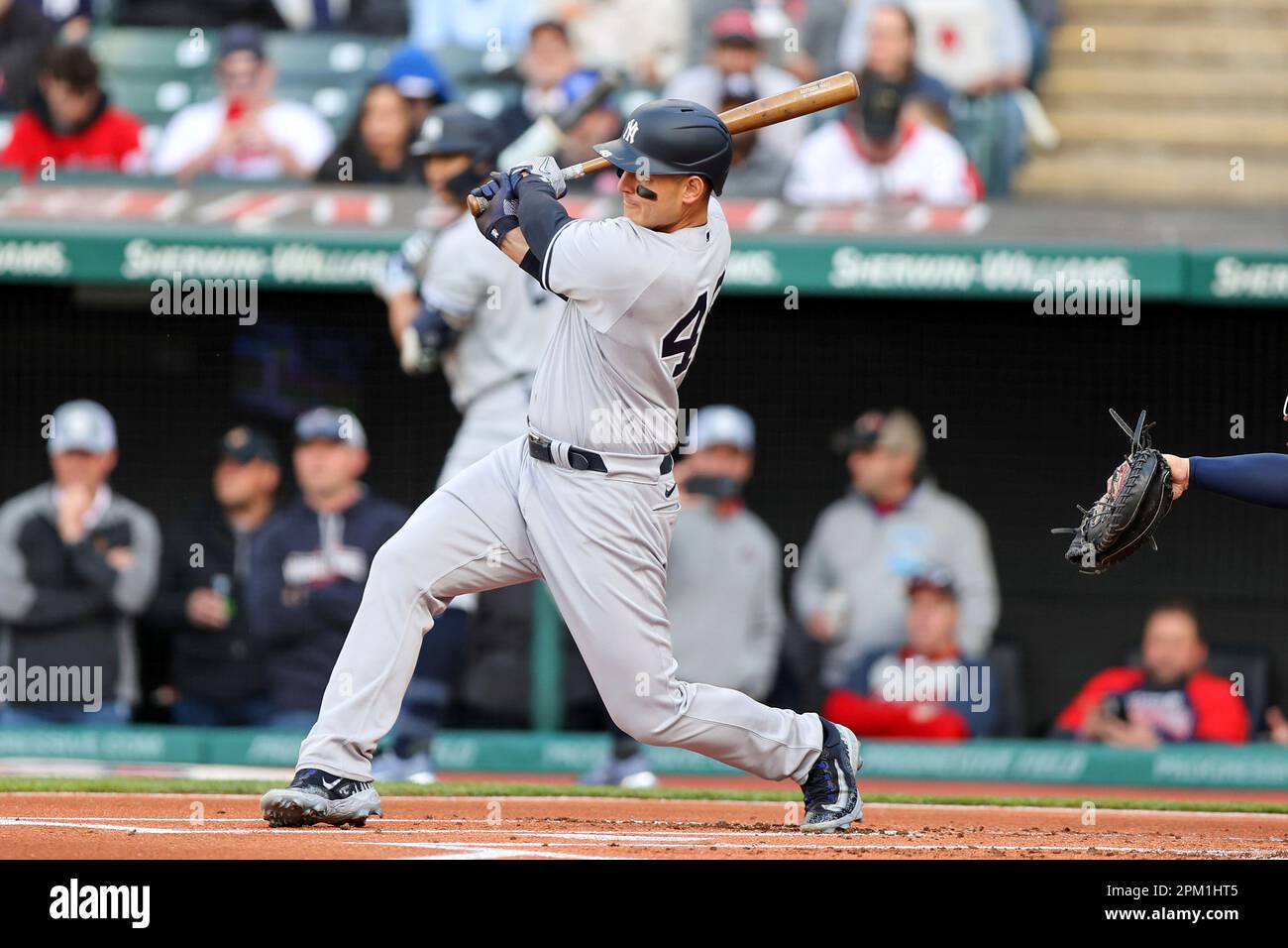 CLEVELAND, OH - APRIL 24: Giancarlo Stanton (27) of the New York