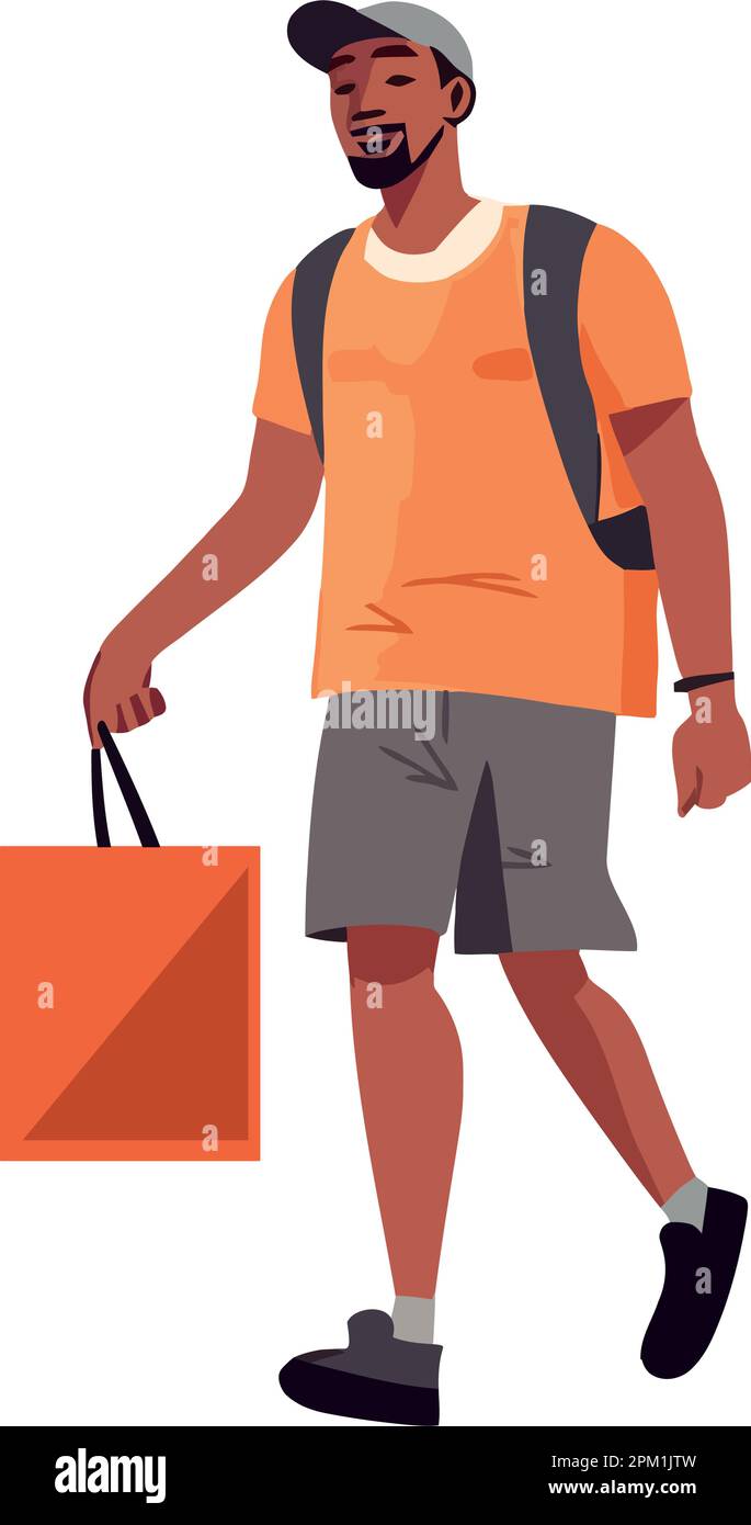 Smiling man walking bag Stock Vector Images - Alamy