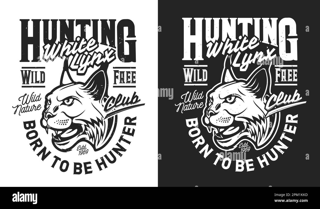 American lynx mascot, hunting sport club tshirt print and hunters