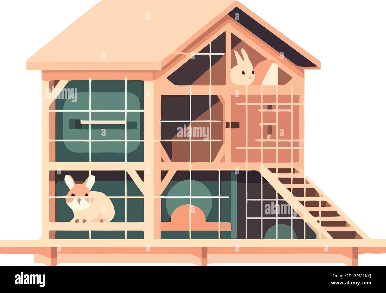 Cute rabbits in rural cottage Stock Vector