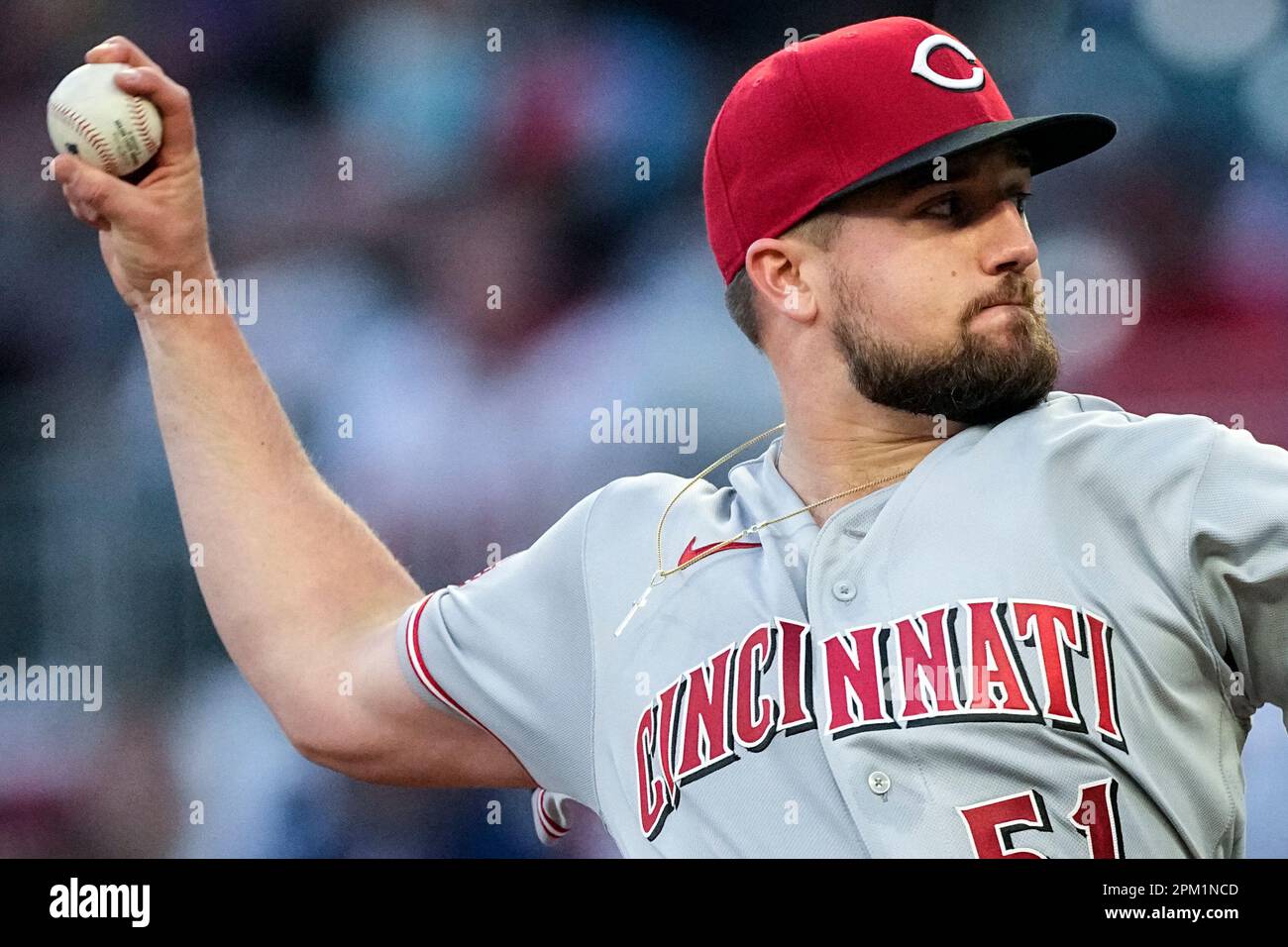 Cincinnati Reds starting pitcher Graham Ashcraft throws during the