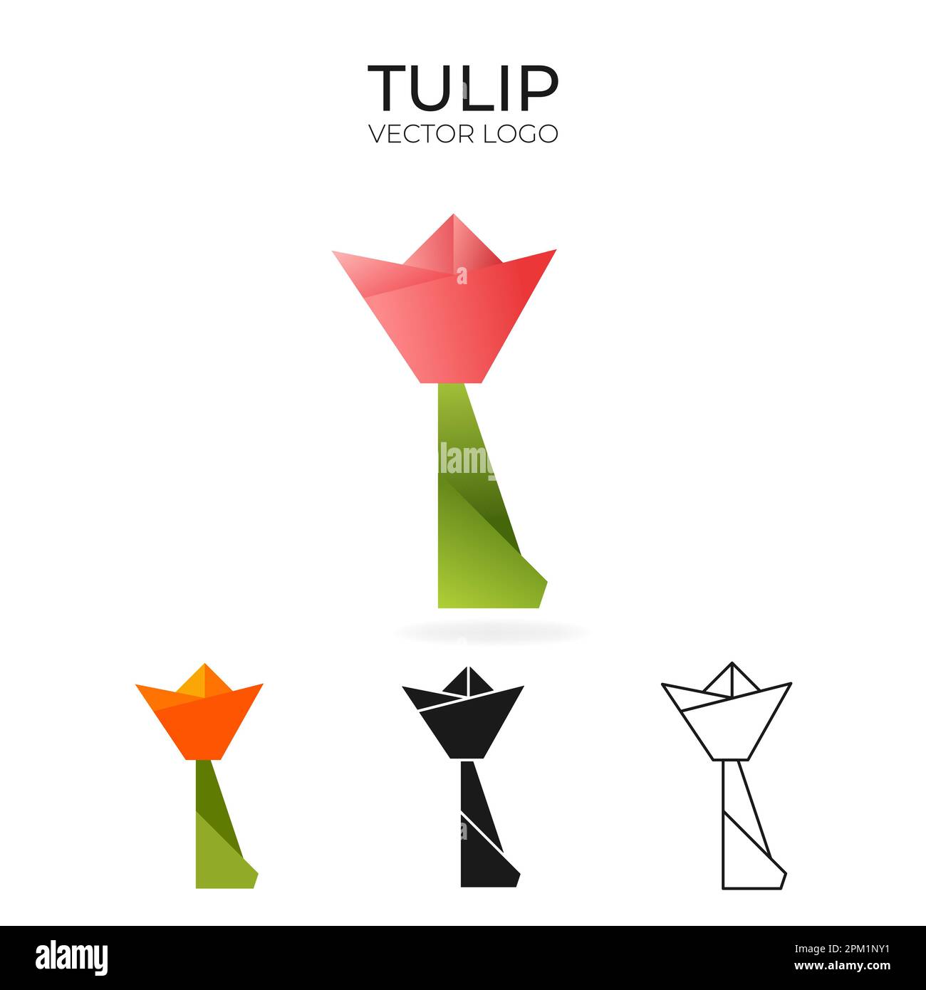 Origami vector logo and icon with tulip.  Stock Vector