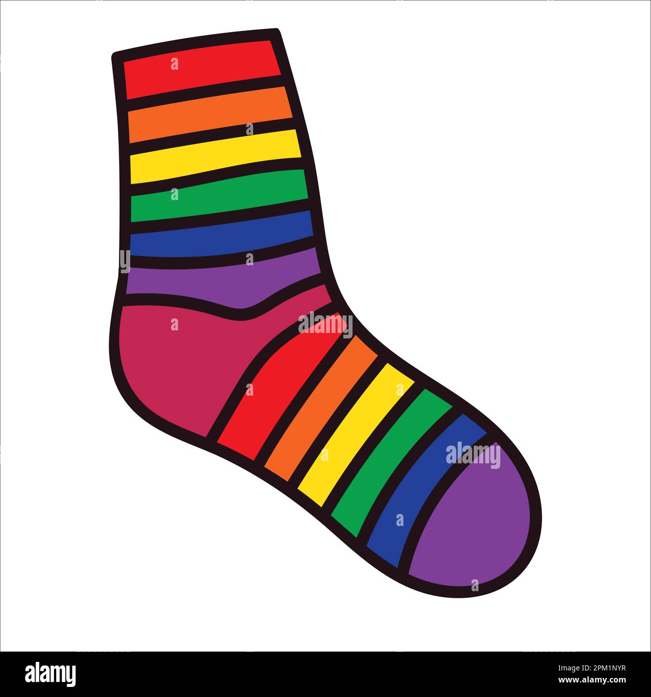 CARTOON OF A SOCK WITH THE COLORS OF THE RAINBOW Stock Vector