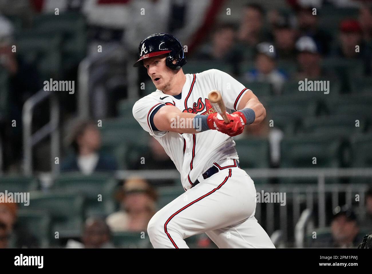 Atlanta Braves catcher Sean Murphy (12) bats during a baseball game