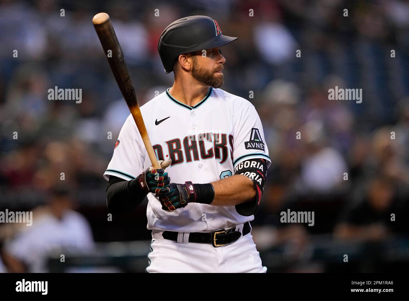 Arizona Diamondbacks' Evan Longoria hits against the Milwaukee Brewers