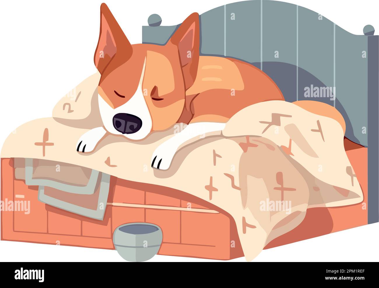 Cute puppy sleeping on flat bed pillow Stock Vector Image & Art - Alamy