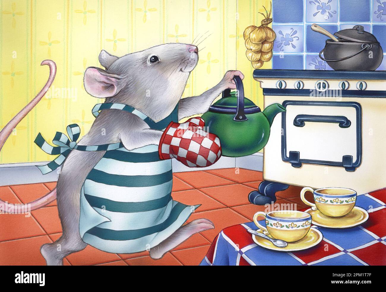 'Nursery Rhymes'Polly Put the Kettle On'mouse hurrying with kettle in