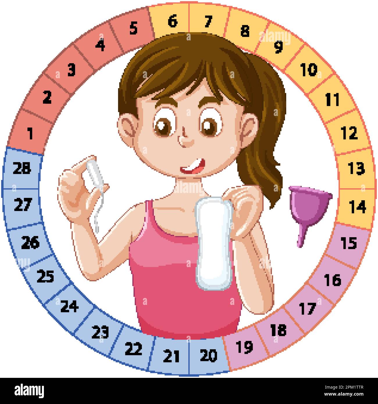 Puberty Girl Exploring Her Menstrual Product Options illustration Stock